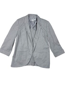 LC Lauren Conrad Heather Gray Three-Quarter Sleeve Open Blazer